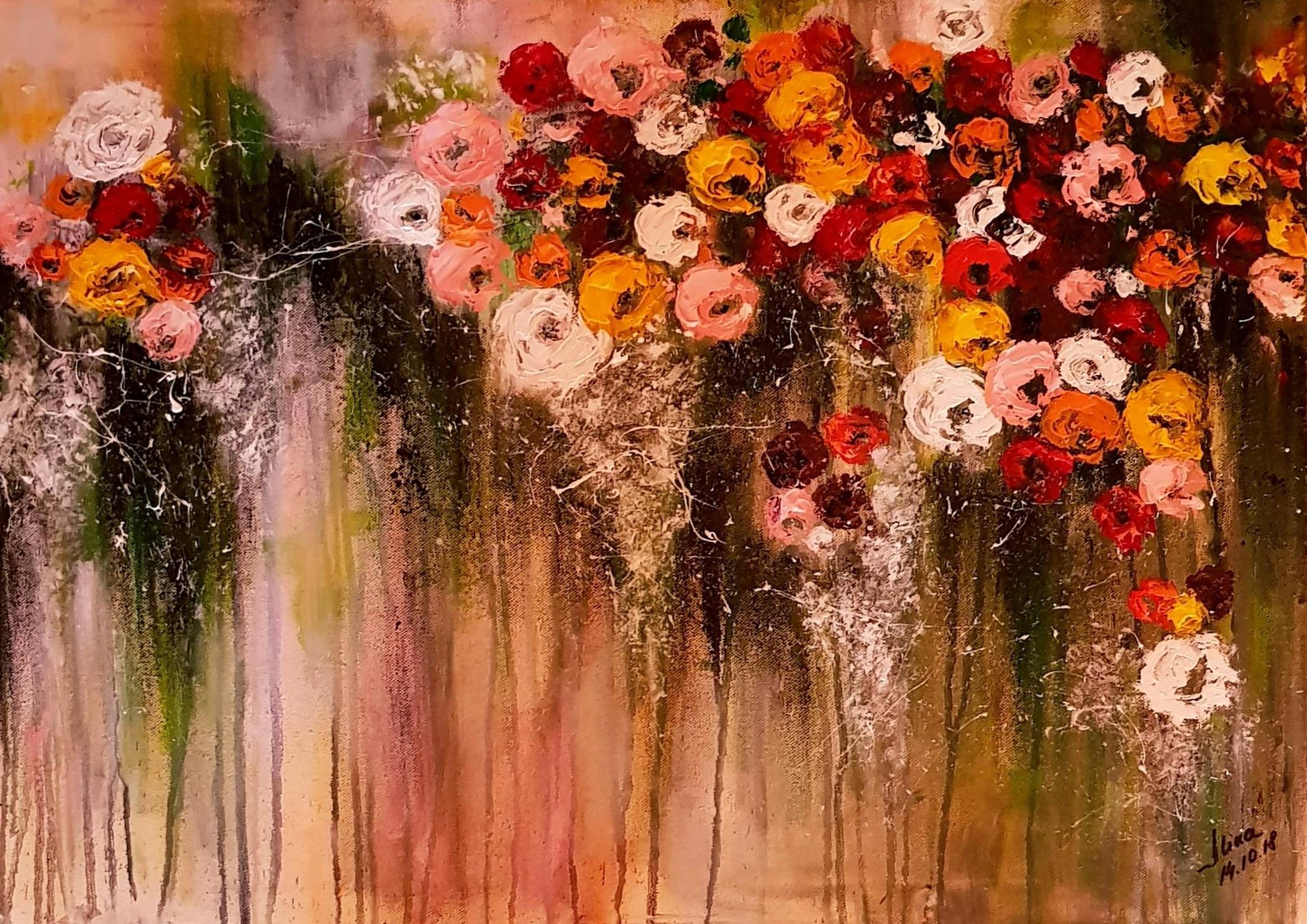 ArteDiAlina.com painting: You touch me and my heart expodes into colors